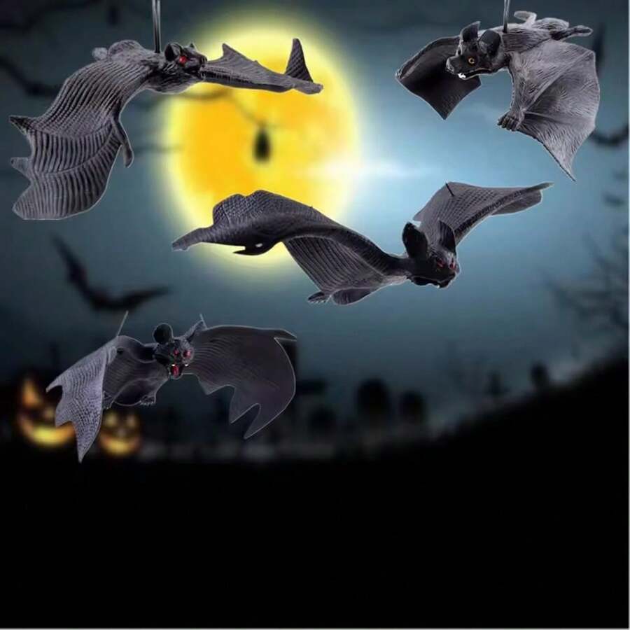 Halloween Prank Scary Soft Rubber Realistic Bat, Haunted House Mall Decoration Hanging Ornament 3D Bat Doll - Multicolor - View 1