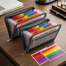 1pc A6 Expandable Zipper File Folder With Labels, 13 Pockets Organizer For Checks, Bills, Receipts, Vouchers - One Size Fits All - View 5