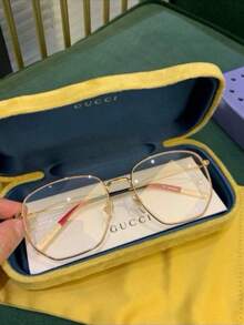 Gucci Leather Glasses Case Set | Luxury Hard Shell Fashion Glasses Case, Women's Designer Accessory, Perfect Gift For Her - Yellow - View 3