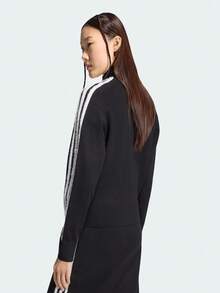 Adidas Originals Women's Zipper Striped Colorblock Long Sleeve Sports Jacket - Black - View 3
