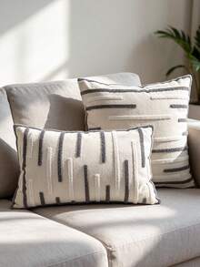 1pc Striped Pattern Tufted Cushion Cover, Minimalist Throw Pillow Case, Without Pillow Insert, Suitable For Sofa, Living Room - Multicolor - View 12