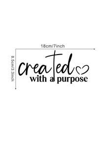Created With A Purpose Mirror Wall Sticker Cross Double Hearts Faith Decal - A - View 3