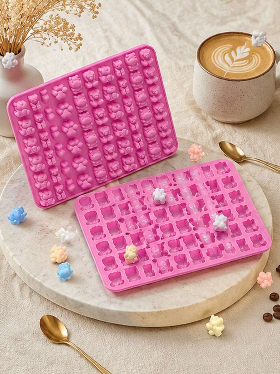 60-Cavity Mini Bear Mixed Shape Donut Baking Mold, Home-Made Candy Ice Cube Jelly Handmade Tool Suitable For Holiday Parties, Home Baking, Handmade DIY, Holiday Candy Making, Snack Making, Jelly Mold, Ice Cube Mold, Baking Mold