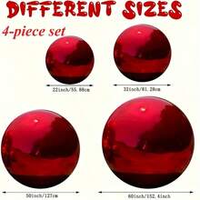 4pcs 60/50/32/22 Inch Red Inflatable Mirror 4D Aluminum Film Balloons, Christmas Balloons, Christmas Decorations, Suitable For Christmas, Wedding, Birthday Party Decoration, Indoor And Outdoor Use, Photo Props, Reusable, Holiday Decorations, Party Decorations - Red 4D Ball Set - View 2