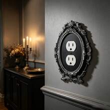 1PC 3D Printed Premium Plastic European Rococo Relief Switch Panel, Vintage Carved Wall Socket Decorative Frame, Halloween Home Atmosphere Decor Suitable For Bedroom Living Room Wall Arrangement - Multicolor - View 1