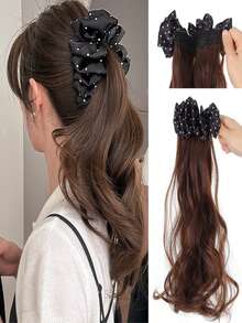 Ponytail Wig For Women Polka Dots Banana Wave Clip Deep Wave Clip To Create Volume And Add Thickness To The Hair - Multicolor - View 8