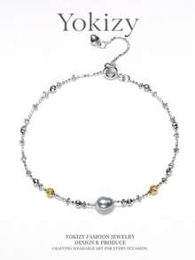 Yokizy Seawater Tahiti Bracelet S925 Silver 6-7mm Irregular Pearl Adjustable Niche Luxury - Silver - View 6