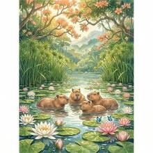 1PC DIY 5D Diamond Painting Kit Capybara Pattern - Round Full Diamond Art Mosaic Craft, Home Wall Decor, Frameless - No Frame - View 9