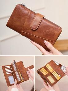 MIYIN Fashionable Retro Patchwork Design Women's Wallet RFID Anti-Theft Multi-Function Large Capacity Tri-Fold Wallet Credit Card Holder Can Store Credit Cards/ID Cards/Coins/Cash/Receipts, Women's Double Zipper Clutch - Multicolor - View 12