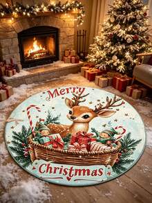 1 buah Karpet Bundar Motif Rusa Lucu untuk Hadiah Natal, Selamat Liburan Natal, Karpet Ruang Tamu, Karpet, Karpet Area Ruang Tamu, Karpet Area Kecil, Tikar, Dekorasi Rumah, Karpet Ruang Tamu Besar, Dekorasi Rumah Ruang Tamu, Dekorasi Ruangan, Karpet yang Dapat Dicuci, Karpet Mewah, Karpet Berbulu, Karpet Musim Gugur/Musim Dingin, Tebal/Mewah - MultiWarna - View 1