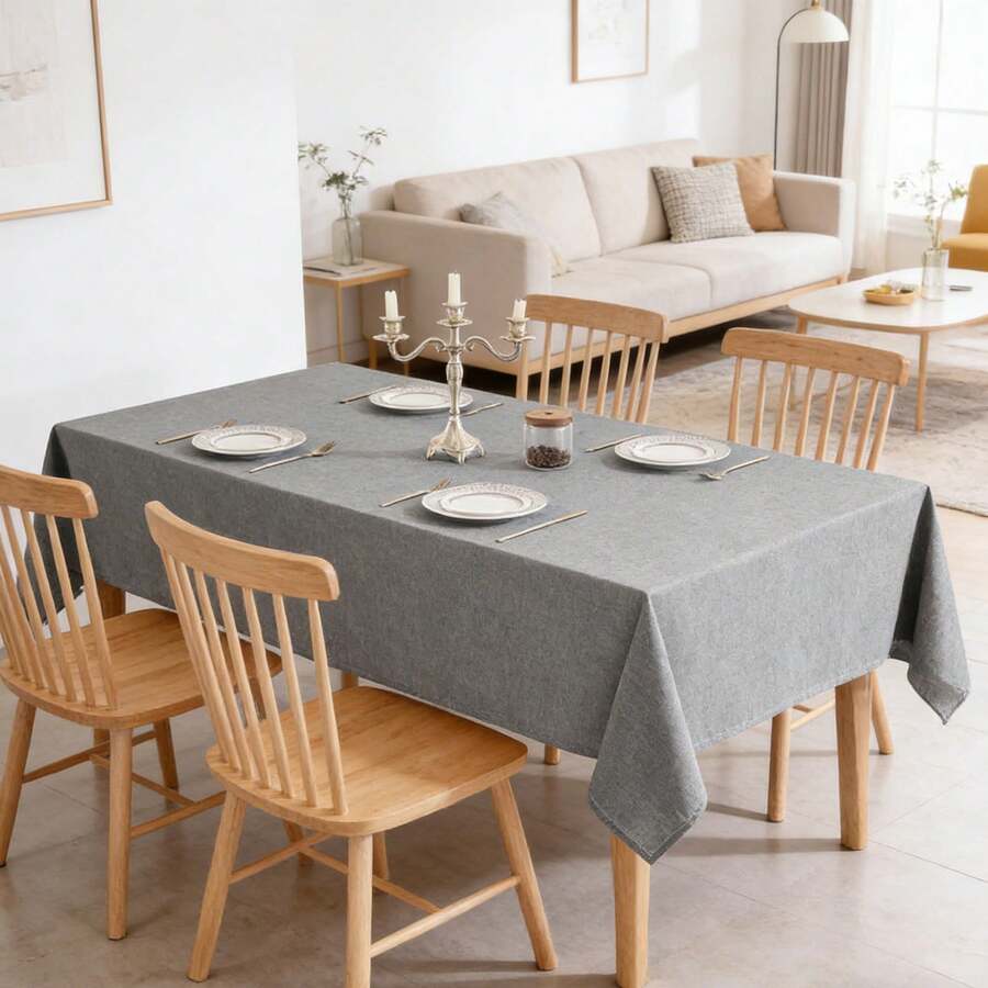 APODESS 1 graue Tischdecke aus strapazierfähigem Stoff, geeignet für den täglichen Gebrauch, Maße 140 x 180 cm, ideal für die Partydekoration - A - Übersicht 1