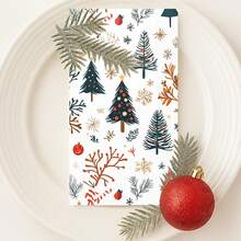 20/40/60PCS Christmas Paper Napkins, Disposable Christmas Guest Towels, Xmas Hand Towels For Bathroom, Christmas Tree Paper Napkins For Holiday Party Table Decor - Christmas - View 3