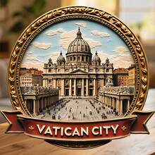 Quảng trường và Vương cung thánh đường Thánh Phêrô tại Vatican trong vòng nguyệt quế vàng, nơi đức tin gặp gỡ vẻ uy nghiêm vĩnh cửu, vật kỷ niệm cho mọi bề mặt kim loại trong nhà - A - Xem 1