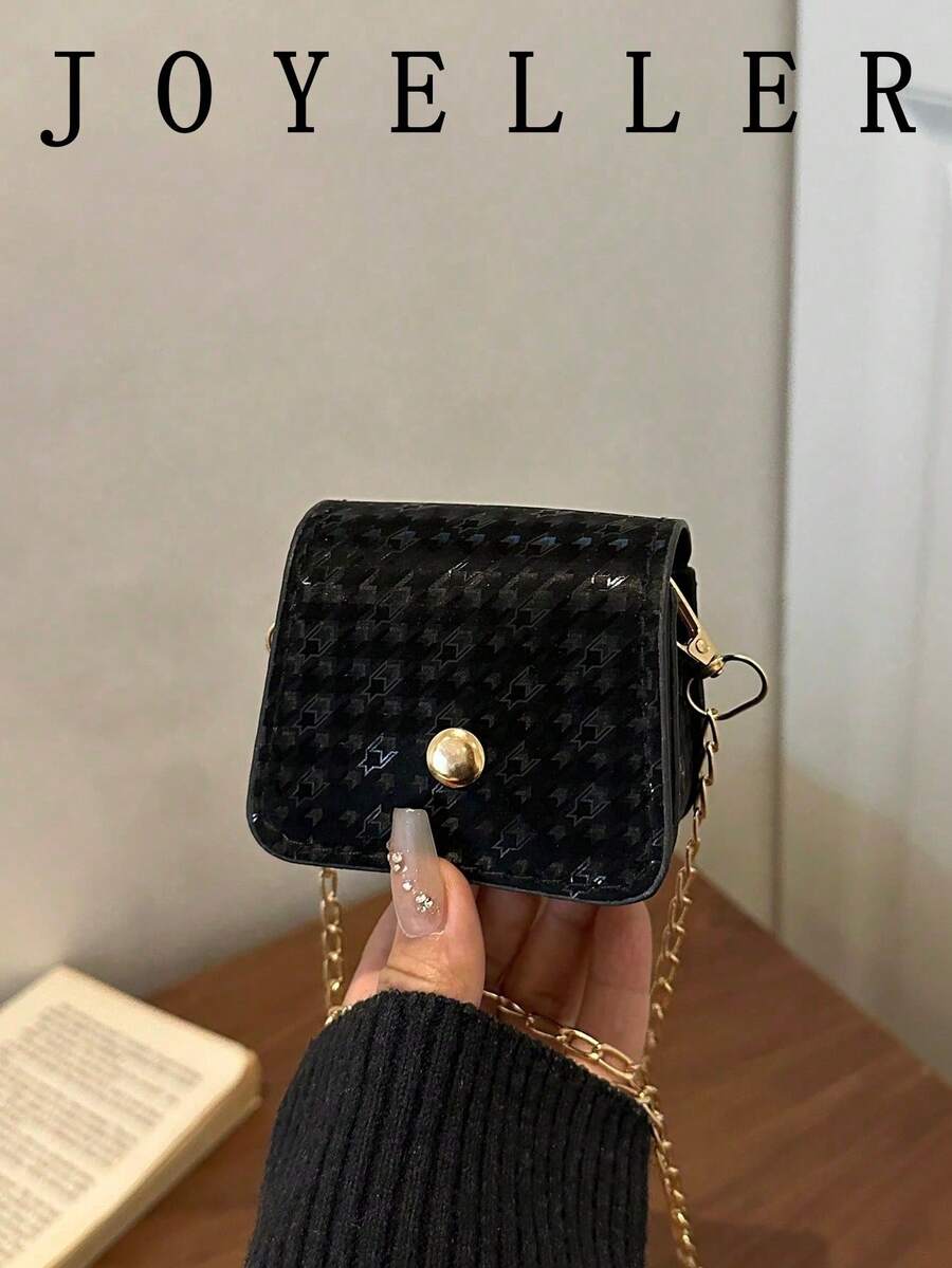 Mini Crocodile Embossed Solid Color Chain Crossbody Bag