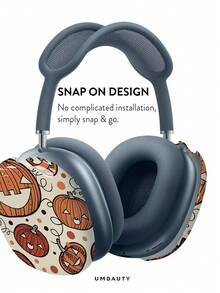 GIIPPA Glossy Hard Ear Cup Protective Cover Pumpkin Lantern Pattern Unisex Anti-Scratch Shell Compatible With AirPods Max 1/2 Oval Over-Ear Headphones For Daily Commute, Campus, Cafe, Travel, Picnic And Other Scenes Matching Accessories - Orange - View 3