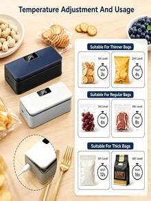 ENSSU 1300mAh Rechargeable Mini Bag Sealer Machine, Magnetic Sealing Machine, 6-Speed Temperature Adjustment Digital Display Portable Heat Sealer, Magnetic Type-C Charging Food Plastic Bag Sealing Machine For Snack Kitchen Storage - Multicolor - View 2