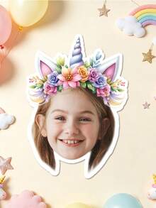 UNICCUT 24/48pcs Customized Unicorn Party Headbands With Photo Stickers, Personalized Face Photo Label Stickers, Birthday Party Decoration, Self-Adhesive - Multicolor - View 12