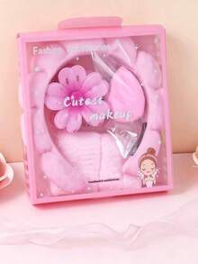 Set de 5 diademas gruesas para SPA con diseño de flor, diadema para lavado de cara con burbujas de nube, accesorios para el cabello de cuidado de la piel, incluye esponja de maquillaje y caja de regalo - Multicolor - Ver 12