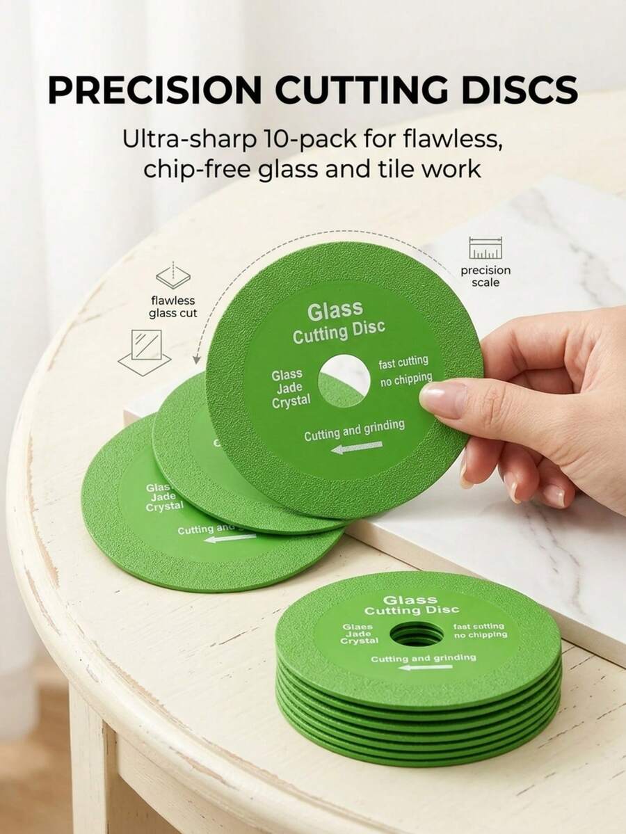 1/2/6/10pcs Professional Precision Glass Ceramic Diamond Cutting Blades, Sharp Stone Cutting Discs, Multi-Functional Diamond Cutting Blades - Sharp Cutting, No Chipping, Can Cut And Grind, Suitable For Glass, Tiles, Ceramics, Jade, Crystal, Wine Bottles And Other Materials. Sharp Wear-Resistant Auto Repair Tools For Men, Efficient Anti-Chipping Construction Site Work Tools, Durable Low-Loss Cutting Tool Accessories, Sharp Fast-Cutting Auto Repair Car Parts, Wear-Resistant Durable Motorcycle Modification Parts, Random Style.
