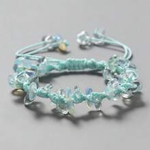 1Pc Boho Handmade Natural Crushed Crystal Bracelet Adjustable Summer Beach Dainty Stackable Bangle Wristband Jewelry Gift For Women - Multicolor - View 21