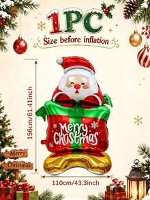 1PC Standing Santa Claus Gift Box Balloon, Suitable For Christmas, Next To Christmas Tree, Fireplace, Outdoor Yard/Porch Welcome, Holiday Atmosphere Decoration, Photo Backdrop - Multicolor - View 2