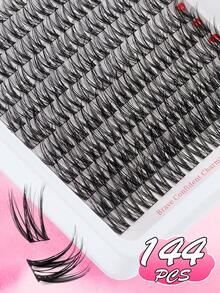 144pcs DIY At‑Home Lash Clusters Extension Set, Wispy Soft Individual False Eyelash Clusters Mixed Length, Ultra‑Thin Lash Band, Complete Kit With Lash Bond Seal Glue, Eyelash Tweezers & Lash Brush, Reusable Segmented Lashes For Daily Party Makeup - White - View 6