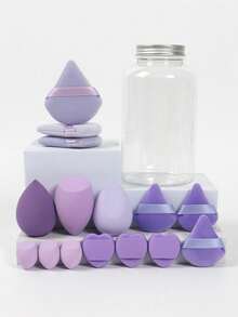 Makeup Sponge, Makeup Sponge, Mini Makeup Sponge, Powder Puff, Mini Powder Puff, Mini Finger Cushion Puff, Foundation Mixing Beauty Sponge, Liquid, Cream And Powder Flawless, Multi-Color Makeup Sponge, Latex-Free Dry And Wet Foundation Makeup Sponge, Includes Cushion Powder Puff, Latex-Free Mixing Sponge And Makeup Puff - Multicolor - View 2