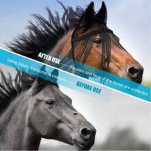 馬用防蠅面罩，可調式流蘇，防紫外線，透氣網布，馬臉保護罩，馬具 - 馬 - 查看 5