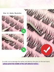 Asiteo 70pcs Cluster Self-Adhesive False Eyelashes, Natural Look, Pre-Glued, DIY Eyelash Extensions, No Glue Needed To Wear, Suitable For Daily Use, Eyelash Clusters, Single False Eyelashes - D - View 5