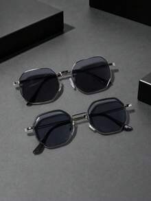 2pcs Men's Metal Full Frame Vintage Elegant Fashion Glasses, Suitable For Daily Commute, Outdoor And Vacation Use - Multicolor - View 8