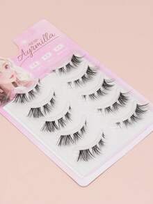 Ayrmilla 5 Pairs Wispy Outer Corner False Eyelashes, Natural Flared Eye Tail Lashes, Soft Lightweight Reusable Full Strip Fake Eyelashes For Daily & Party Eye Makeup - Black - View 4