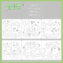 可愛動物鏤空繪圖模板，可重複使用 PET 鏤空繪圖模板，熊、狗、兔子 DIY 繪畫模板，剪貼簿裝飾，手工藝用品 - 彩色 - 查看 7