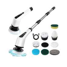 Esfregão de Limpeza Elétrico com Cabeças Giratórias Ajustáveis - Escova Elétrica Recarregável Multiuso Bivolt com Cabo Extensor Sem Fio para Banheiro Cozinha Piso Azulejo Vidro 12em1/9em/1/5em1 - A - Visão 1