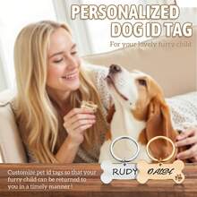 Bone-Shaped Personalized Dog Tag - Double-Sided Engraved Pet Name Tag, Double-Sided Stainless Steel Pet ID Tag, Highly Decorative, Exquisitely Engraved, Stainless Steel Material, Fashionable, Colorful, Vintage, Cute, Minimalist, Adorable, Customizable, Unique, Suitable For Anniversary, Birthday And Other Occasions. - Rose Red - View 10