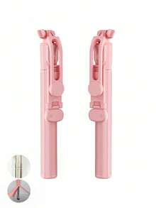 1pc 67in/170cm Portable Selfie Stick With Wireless Remote & Fill Light, Extendable Tripod Stand Compatible With IPhone 15/14 Pro Max/13/12/11 Android Smartphones, Black/Pink/White Available, For Photography, Videography And Live Streaming - Multicolor - View 16