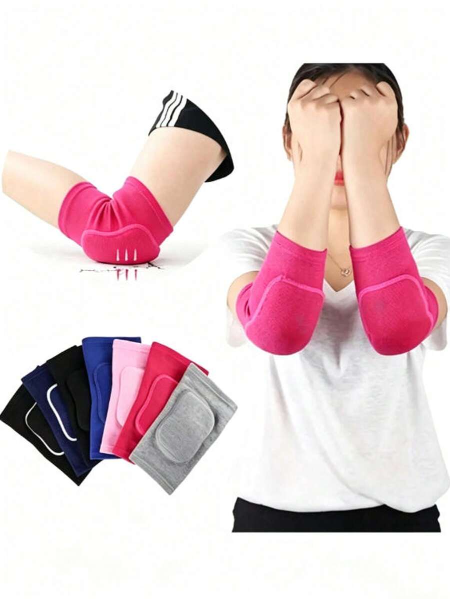 2pcs/1pair Unisex Elastic Elbow Pads, Thickened Sponge Arm Sleeves, Sports Fitness Protective Gear For Tennis, Basketball, Football, Volleyball, Adult Size