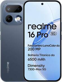 Realme 16 Pro 5G 智慧型手機 8GB + 256GB/8GB + 512GB，200MP LumaColor 相機 + 50MP，搭載 Dimensity 7300 MAX 處理器，6500mAh 電池與 45W 快充，6.78 吋 144Hz 螢幕，7.8mm 薄身，解鎖手機，Android 16，不含適配器 - 灰色 - 查看 10