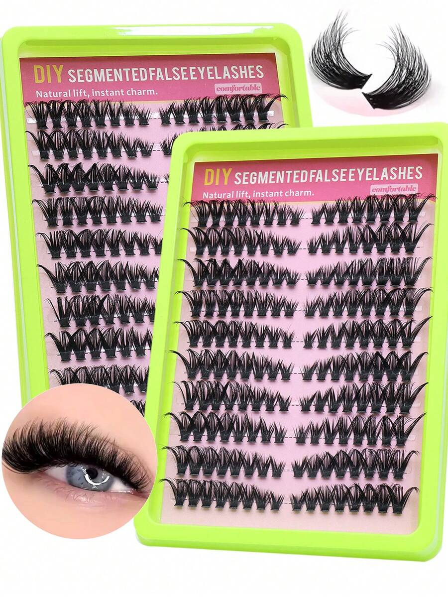 Ayrmilla 80D D Curl Lash Clusters 160 Clusters Individual False Eyelashes, Thick Fluffy DIY Segment Lash Extensions, Soft Comfortable Reusable Cluster Lashes For Home Self Application Eye Makeup - D - View 1