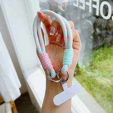 High-Value Minimalist Dopamine Woven Striped Colorblock Personalized Double Buckle Cup Rope Short Wrist Strap Suitable For All Phone Clip-On Hand Strap CCD Camera Phone Case Lanyard Multicolor Double Silver Buckle Short Thick Durable Detachable Hanging Chain Outdoor Sports Phone Case Clip-On Pendant Versatile Anti-Lost Wrist Woven Rope - Multicolor - View 20