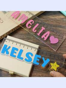 Custom Name Acrylic Ruler, Transparent Acrylic Customized Name Ruler, Personalized 15Cm Straight Measuring Tool, Customized Daily Stationery Accessory, Customizable Gift For Stationery Lovers, Multi-Functional Creative Ruler - Multicolor - View 9