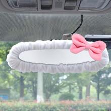 1pc Universal Plush Rearview Mirror Cover, Bow Plush Rearview Mirror Cover, Car Accessories, Car Decoration, Decorative Car, Gift, Rearview Mirror Protection Cover, Pink Car Rearview Mirror Protection Cover, Cartoon Car Interior Decoration Accessories - Little Bow - View 4