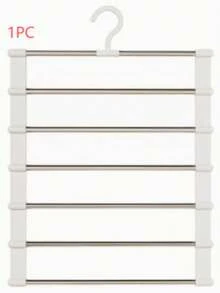 1pc 7-Tier Stainless Steel Space-Saving Pants Rack, Non-Slip Storage Organizer, Suitable For Pants, Scarves And Ties, Multi-Functional Portable Closet Storage Hanger, Essential For Jeans Closet Organization, Apartment Necessity - Multicolor - View 9