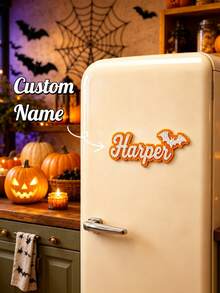 Halloween Personalized Name/Letter Fridge Magnet - Customizable Name Magnetic Sticker, Melted Bead Storage Sticker, Cute Bat Shape, Pixel Beads Style Durable Home & Kitchen Decor, Ideal Halloween Gift, Unique Home & Kitchen Decor Gift, Suitable For Boyfriend/Girlfriend, College Classmates, Couples, Unique Party Gift - Multicolor - View 10