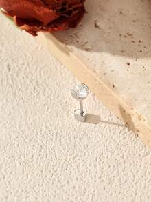 MODIAN D Color Moissanite Helix Stud 925 Plata de Ley Delicada Corona Corazón Pendientes de Tornillo para Mujer Citas Joyería Fina - Plateado - Ver 7