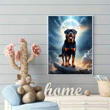 New 5D DIY Diamond Painting Kit - Rottweiler Under Starry Sky, Acrylic Round Full Drill Sticker Craft, DIY Handmade Diamond Painting, Living Room Bedroom Home Decor, Christmas Gift, Frameless - View 3