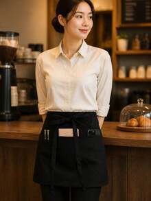 1pc Black Waist Apron, Suitable For Waiter/Waitress, With 3 Pockets, Suitable For Home, Life, Household Cleaning Waiter/Waitress Apron, Protective Clothing - Multicolor - View 5