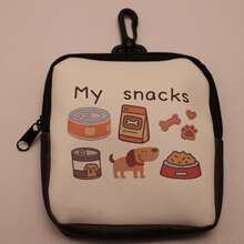 1pc Zippered Dog Training Treat Bag, Polyester Pet Treat Pouch With Transparent Side, Single-Sided Print Portable Hands-Free Storage Bag, Suitable For Dog Walking And Outdoor Training - Multicolor - View 6