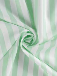Plus Size Women's Striped Shirt, Long Sleeve Collared Button-Down Blouse, Suitable For Daily Wear - Light Green - View 6
