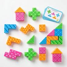 Mainan Puzzle Logika 3D Edukatif, 24 Balok Geometris, 6 Kartu Tantangan, Alat Bantu Mengajar Permainan Menyusun, Mengembangkan Pemikiran Logis dan Keterampilan Motorik Halus, Cocok untuk Pembelajaran Awal Taman Kanak-kanak, Halloween, dan Hadiah Natal. - MultiWarna - View 4