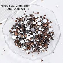 2mm-3mm-4mm-5mm-6mm Mixed Size 1440 Pieces/2000 Pieces/Pack Resin Rhinestone Color Non Heat Fixed Flat Back Adhesive Flash Foaming Rhinestone Jelly Beads For Mugs, Bottles, Rollers, Phone Cases, Handmade DIY Jewelry Accessories - Mixed Size - View 28